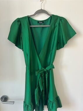 Trixxi Emerald Green Wrap Mini Dress